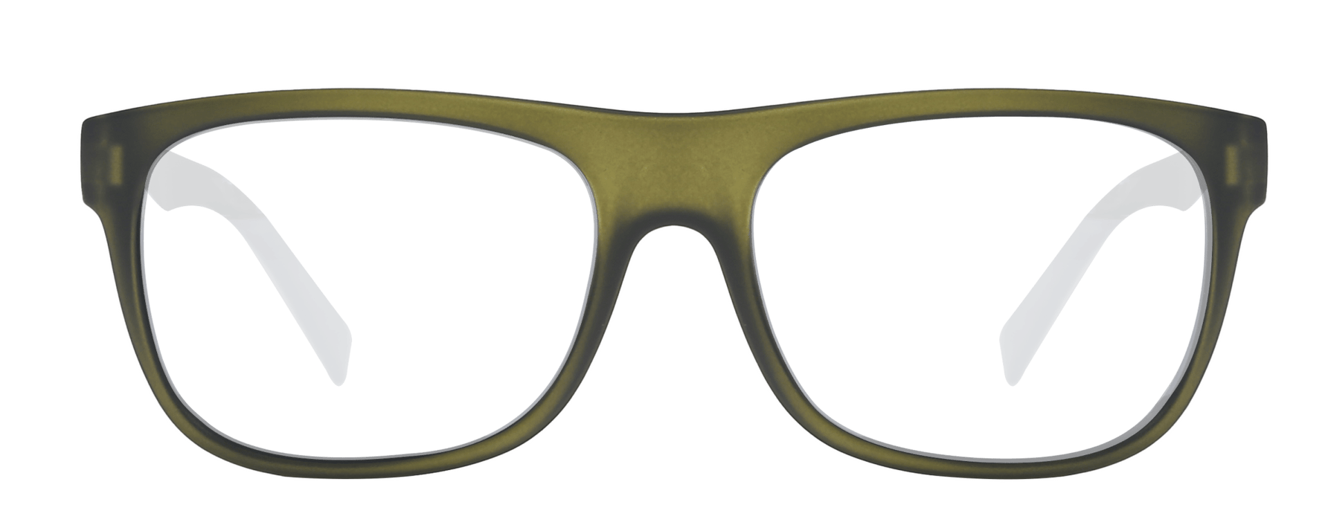 Sunglasses with green lenses and dark brown frame on a white background