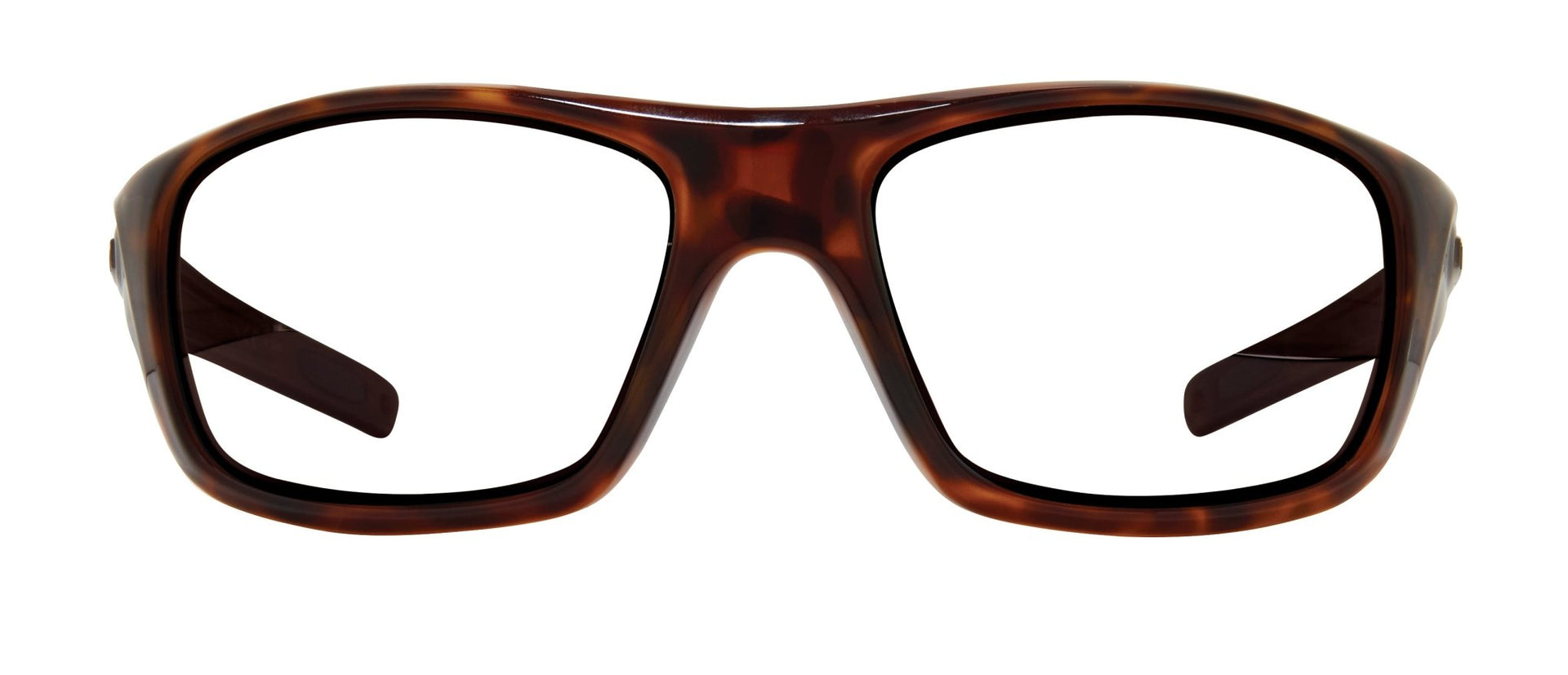 A pair of prescription sunglasses with a tortoiseshell patterned frame.