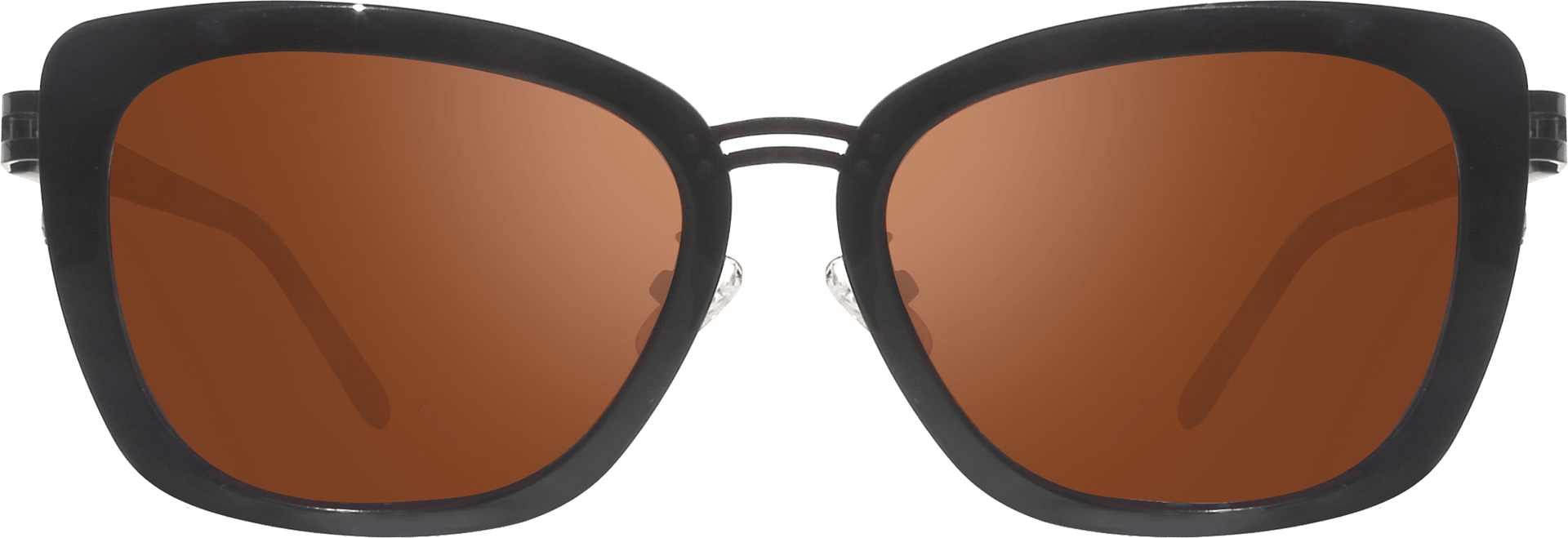 A pair of oversized vintage style cat-eye sunglasses with polarized lenses and a dark frame.
