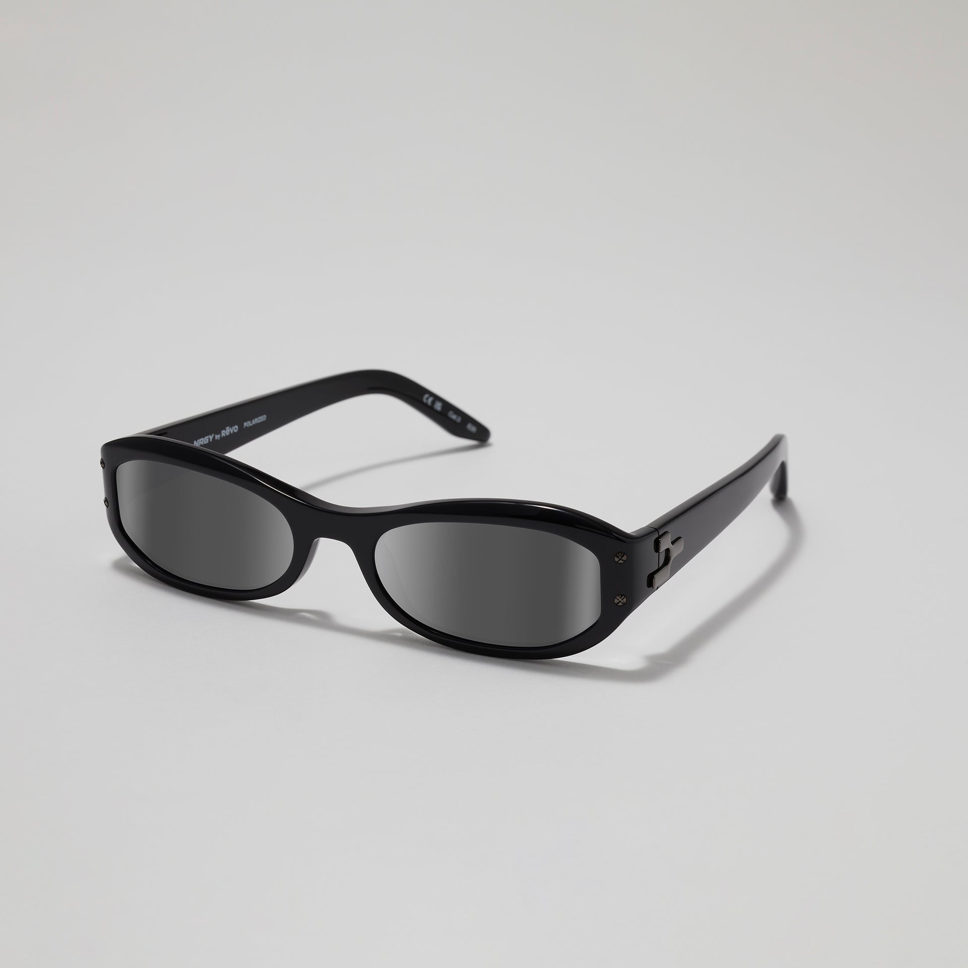 Black sunglasses with a gray background