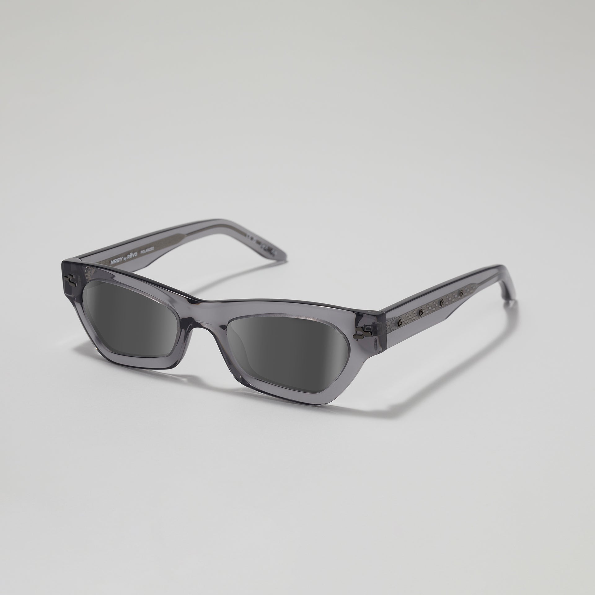 Gray sunglasses on a light gray background