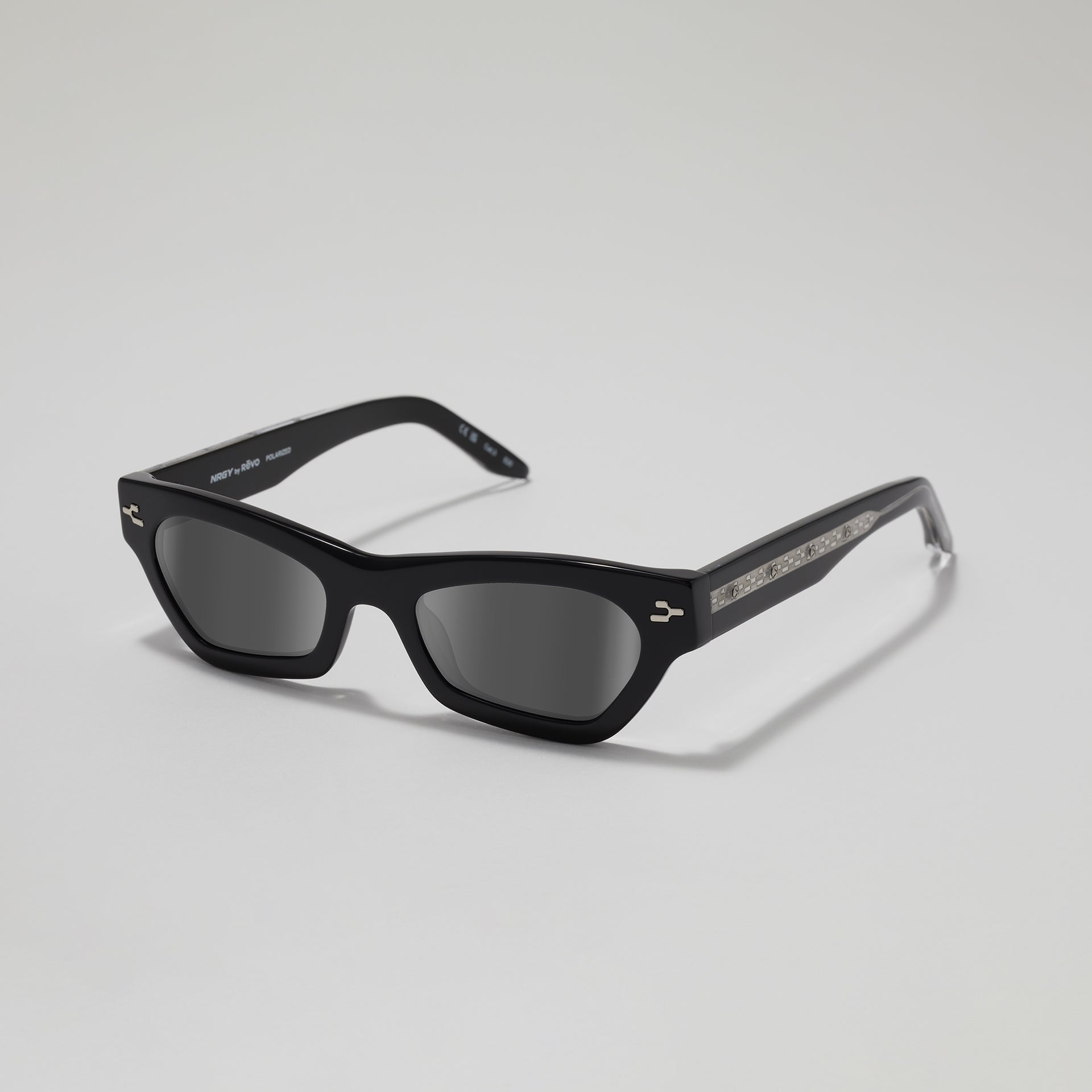 Black sunglasses with a gray background