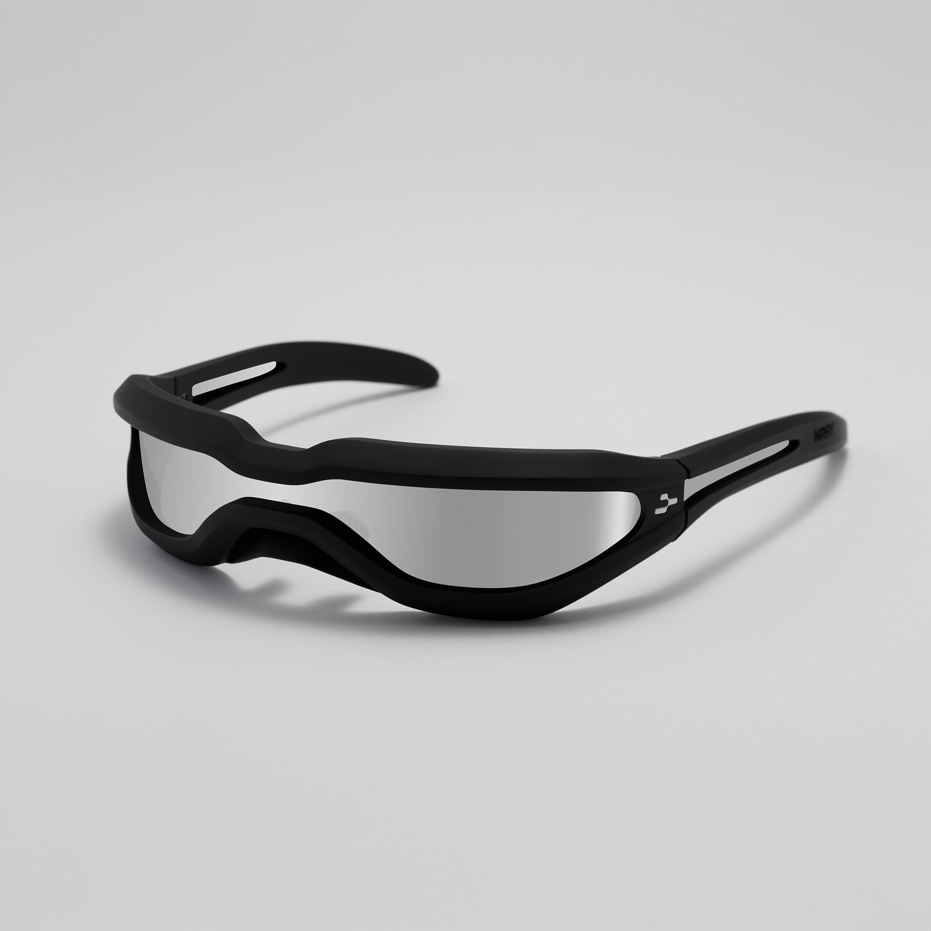 Black sunglasses on a light gray background
