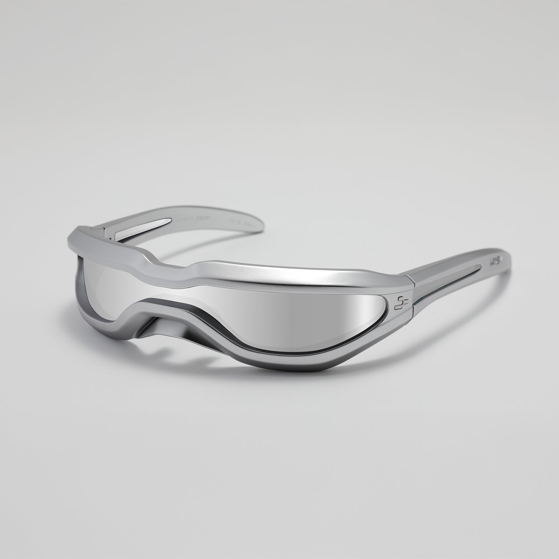 Silver bracelet on a light gray background