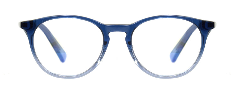 Round blue light glasses with clear blue gradient frame