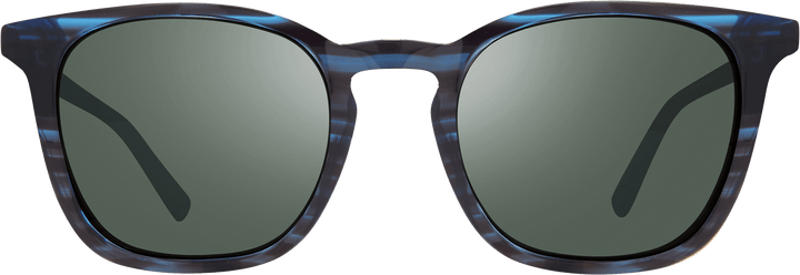 Watson sunglasses in blue marbled acetate with a rectangular shape and NASA-based polarized lenses