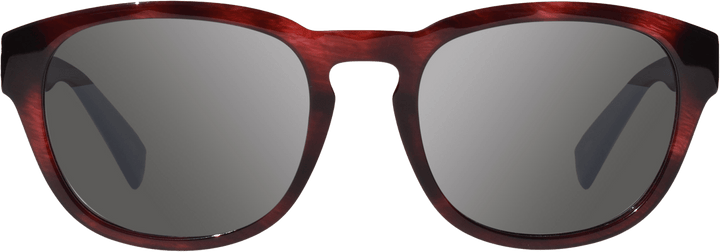 Zinger II sunglasses with red tortoiseshell frame and grey mirrored lenses