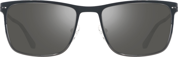 Roman sunglasses with flat metal frame and dark gray lenses seen from the front.