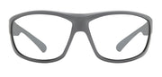 Prescription sunglasses with light grey sport wrap frame