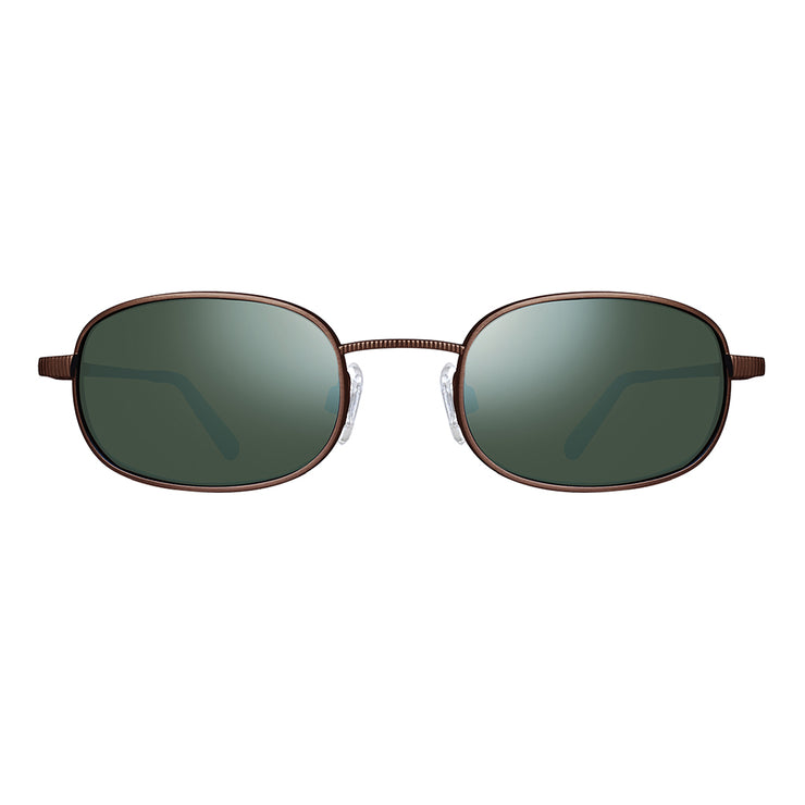 Revo | Cobra Crystal Glass Lens Rectangle Sunglasses Satin BLACK/SMOKY Green / Single Vision / Selftinting