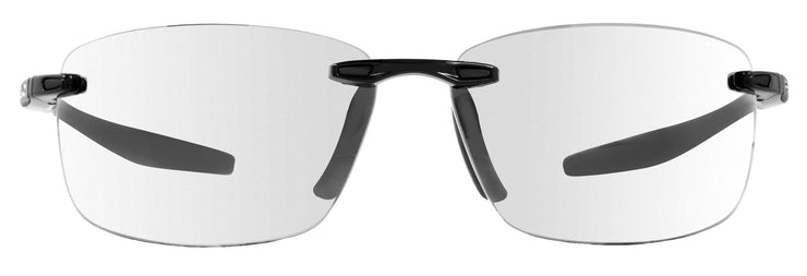 Rimless prescription sunglasses with black frame