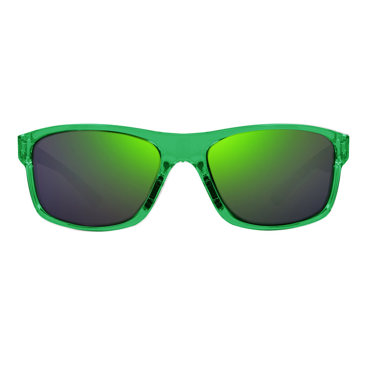 Revo Sunglasses Harness: Polarized Lens with Rectangle Sport Wrap Frame，  Crystal Green Frame with Evergreen Nylon Lens-