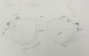 Sketch of round sunglasses with keyhole bridge