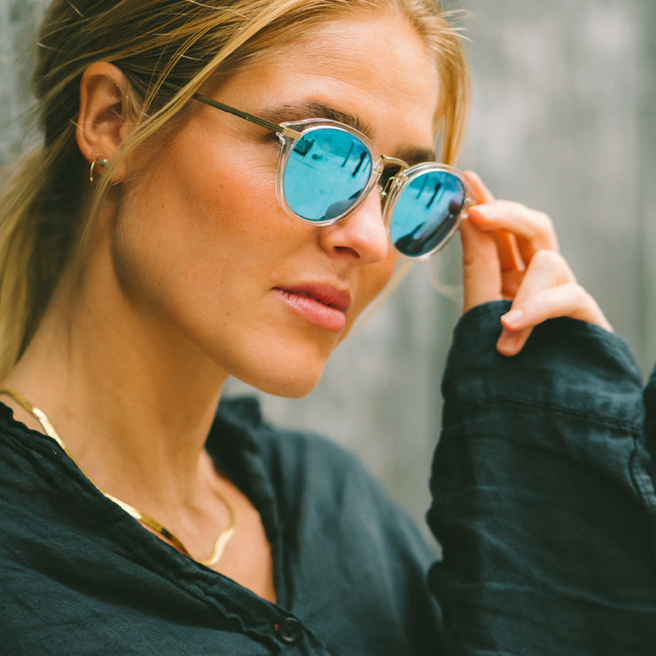 Revo  Quinn Crystal Glass Lens Round Sunglasses – Revo Sunglasses