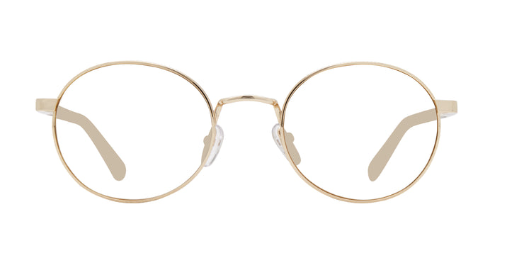 Retro round polarized prescription sunglasses with gold frame